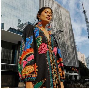 🥭 Farm Rio Cool Leopards Button-Front Maxi Dress